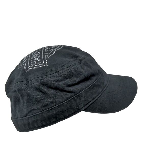 Harley-Davidson Strapback Cadet Army Hat Black OSFA Rhinestone Bling - Picture 1 of 9